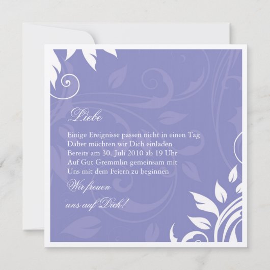 Uitnodiging tot luxe bruiloft (Achterkant)