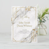 Uitnodiging tot luxe gouden en witte marmer (Staand voorkant)