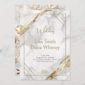 Uitnodiging tot luxe gouden en witte marmer (Voorkant / Achterkant)
