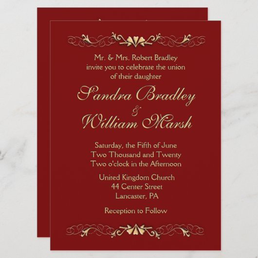 Uitnodiging tot Marcella Wedding (Voorkant / Achterkant)