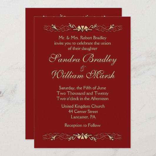 Uitnodiging tot Marcella Wedding (Voorkant / Achterkant)