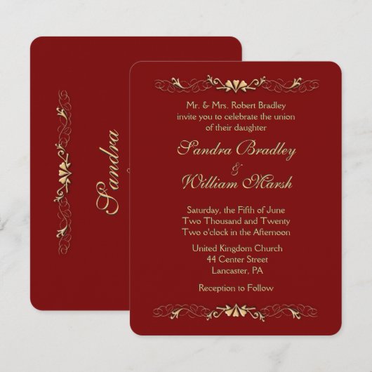 Uitnodiging tot Marcella Wedding (Voorkant / Achterkant)