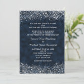 Uitnodiging tot marineblauw en witte Stardust Wedd (Staand voorkant)