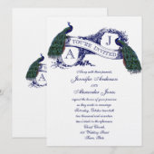 Uitnodiging tot marineblauw huwelijk (Voorkant / Achterkant)