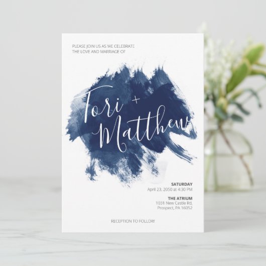 Uitnodiging tot marinesurk Blue Paint (Staand voorkant)