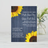 Uitnodiging tot marinesurk Blue & Sunflower Weddin (Staand voorkant)