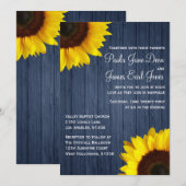 Uitnodiging tot marinesurk Blue & Sunflower Weddin (Voorkant / Achterkant)
