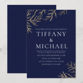 Uitnodiging tot marineverbinding Blue & White Gold (Voorkant / Achterkant)