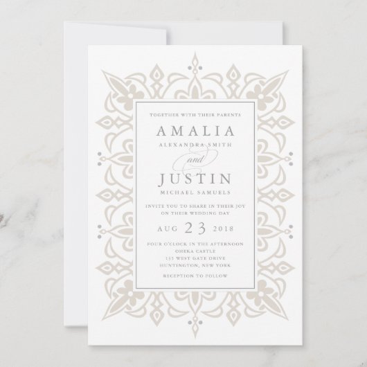 Uitnodiging tot Marrakesh Wedding | Linen Greige (Voorkant)