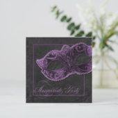 Uitnodiging tot Masquerade Party - Violet & zwart (Staand voorkant)