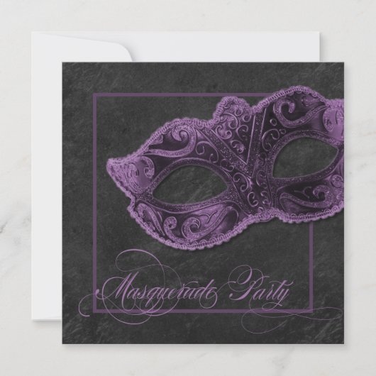 Uitnodiging tot Masquerade Party - Violet & zwart (Voorkant)