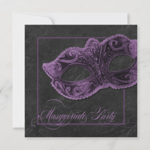 Uitnodiging tot Masquerade Party - Violet & zwart