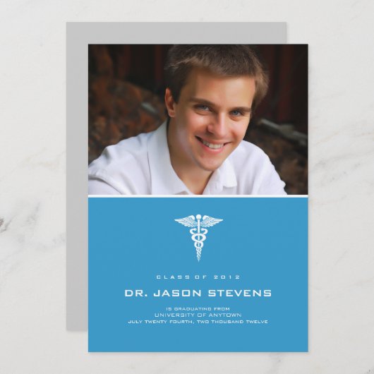 Uitnodiging tot medisch Afstuderen van Caduceus (Voorkant / Achterkant)