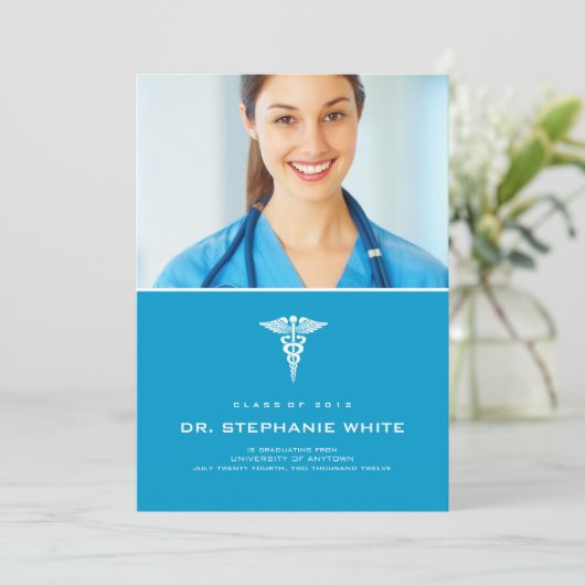 Uitnodiging tot medisch Afstuderen van Caduceus (Staand voorkant)