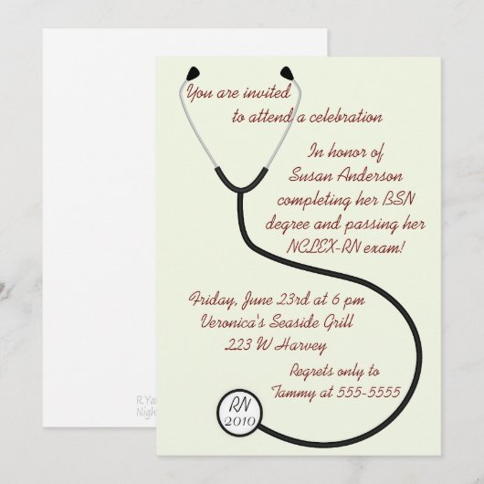 Uitnodiging tot medisch of verpleegkundig Afstuder (Voorkant / Achterkant)