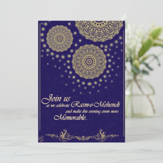 Uitnodiging tot Mehendi/Henna Ceremony (Staand voorkant)