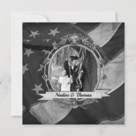 Uitnodiging tot militair huwelijk met foto's