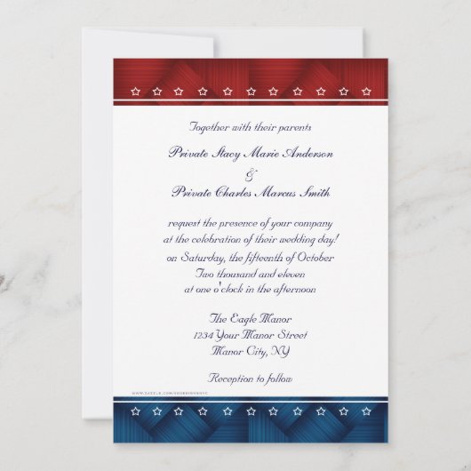 Uitnodiging tot militair huwelijk van het Amerikaa (Achterkant)