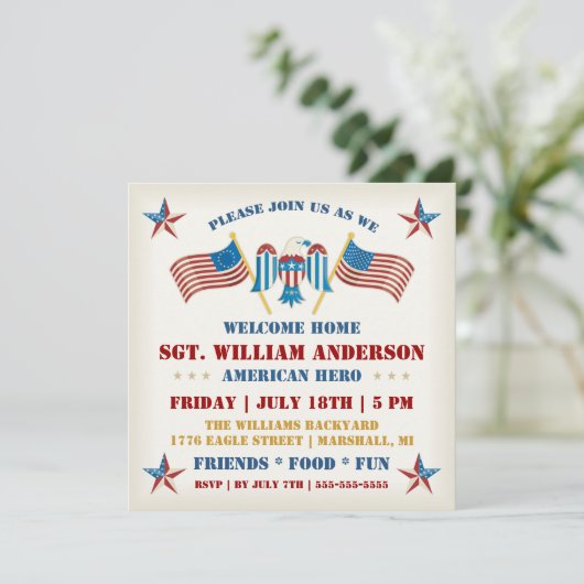 Uitnodiging tot militaire startende thuispartij (Staand voorkant)