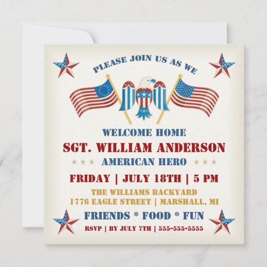 Uitnodiging tot militaire startende thuispartij (Voorkant)