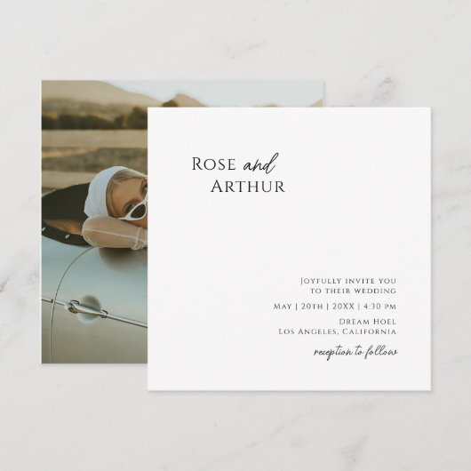 Uitnodiging tot miniatuur minimalistisch fotoplein (Voorkant / Achterkant)