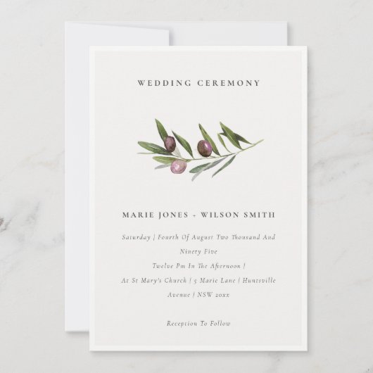 Uitnodiging tot minimale olievlek van de olijftak (Voorkant)