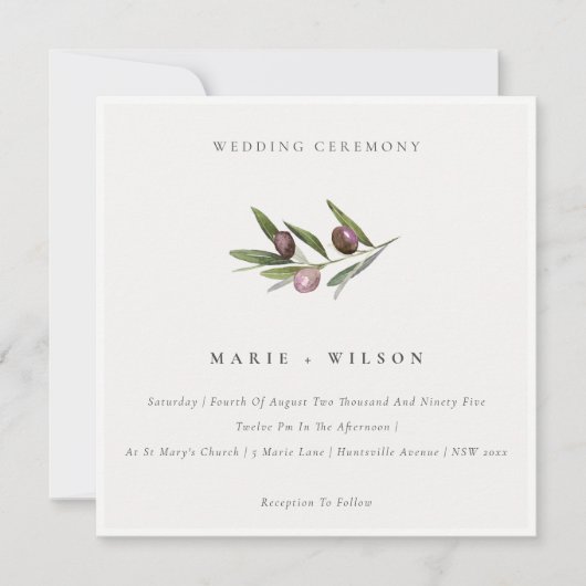 Uitnodiging tot minimale olievlek van de olijftak (Voorkant)