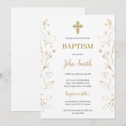 Uitnodiging tot minimalistische doop (Voorkant / Achterkant)