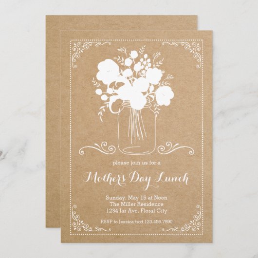 Uitnodiging tot Moederdag (Voorkant / Achterkant)