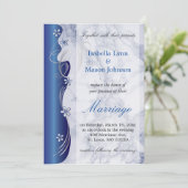 Uitnodiging tot mooie Deep Blue Marble Wedding (Staand voorkant)
