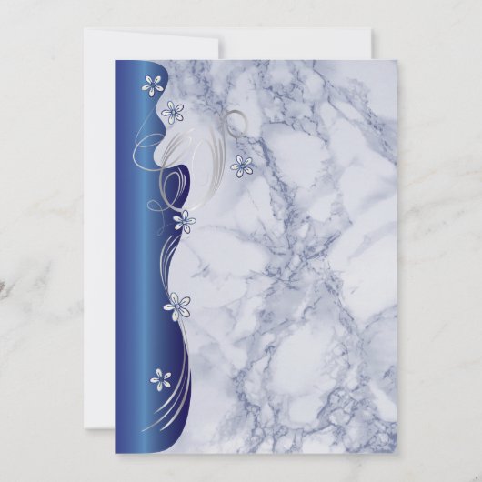 Uitnodiging tot mooie Deep Blue Marble Wedding (Achterkant)