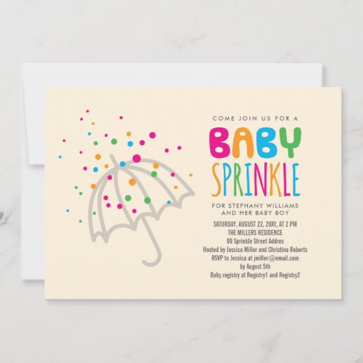 Uitnodiging tot mooie, kleurrijke moderne Baby spr (Voorkant)