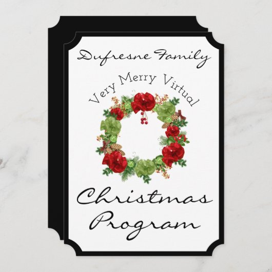 Uitnodiging tot mooie virtuele kerstprogramma's (Voorkant / Achterkant)