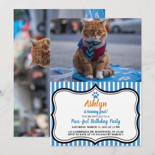 Uitnodiging tot mooie zakenkat (Voorkant / Achterkant)