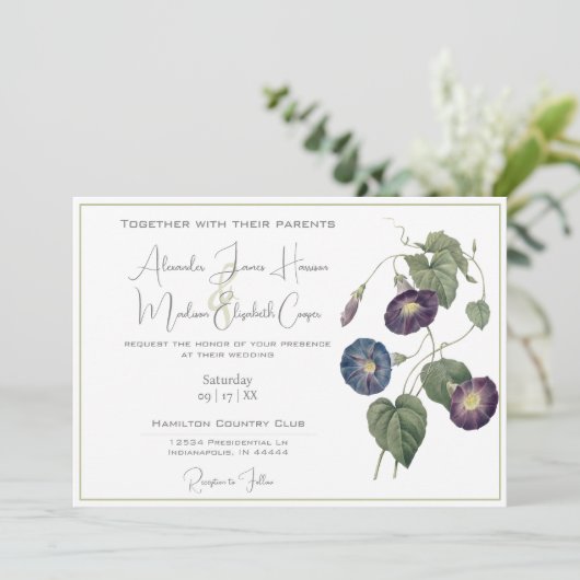 Uitnodiging tot morgen tijdens het huwelijk (Staand voorkant)