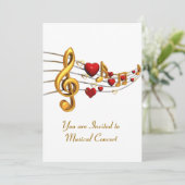 Uitnodiging tot muziekconcert in Gold Lettering (Staand voorkant)