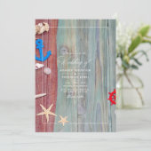 Uitnodiging tot Nautical Wedding Rustic Summer Bea (Staand voorkant)