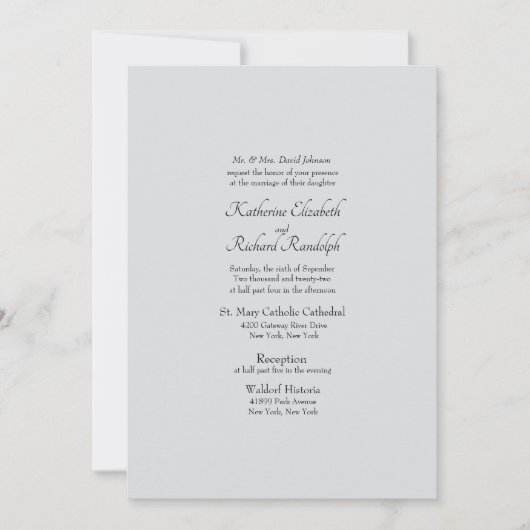 Uitnodiging tot officiële Bleke grijze bruiloft (Voorkant)