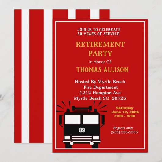 Uitnodiging tot ontslag als brandweerman/brandweer (Voorkant / Achterkant)