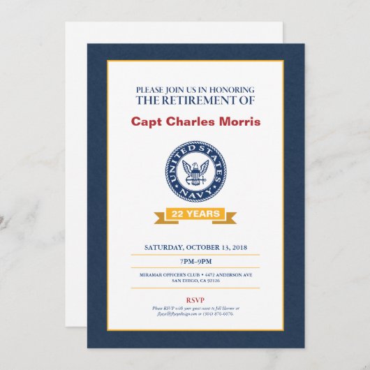 Uitnodiging tot ontslag bij de marine (Voorkant / Achterkant)