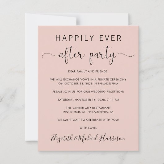 Uitnodiging tot ontvangst van bruiloft met budgetc (Voorkant)