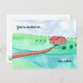 Uitnodiging tot onze cabine, Cabin by stream Brief (Voorkant / Achterkant)