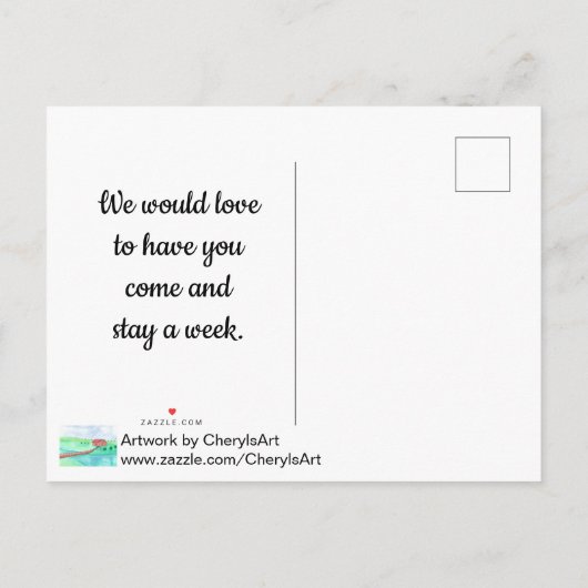 Uitnodiging tot onze cabine, Cabin by stream Brief (Achterkant)