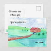 Uitnodiging tot onze cabine, Cabin by stream Brief Briefkaart (Voorkant / Achterkant)