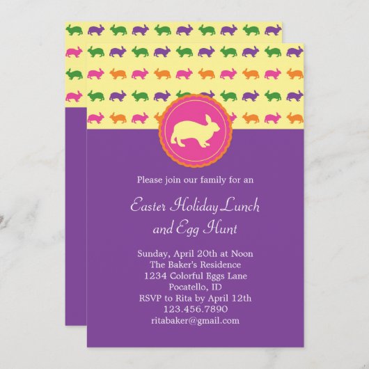 Uitnodiging tot oost-Bunny Rabbit (Voorkant / Achterkant)