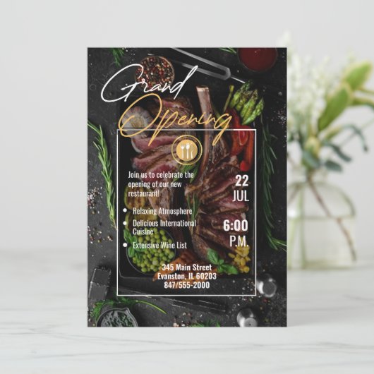 uitnodiging tot opening restaurant grand (Staand voorkant)