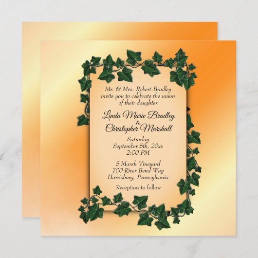 Uitnodiging tot Oranje bruiloft (Voorkant / Achterkant)