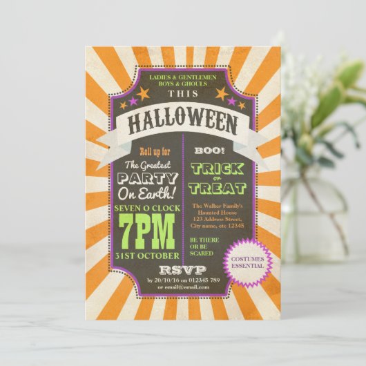  uitnodiging tot Oranje carnaval van Halloween Par (Staand voorkant)