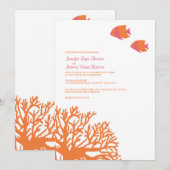 Uitnodiging tot Oranje en roze tropisch huwelijk (Voorkant / Achterkant)