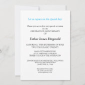 Uitnodiging tot Ordination Cross op blauw en zwart (Achterkant)